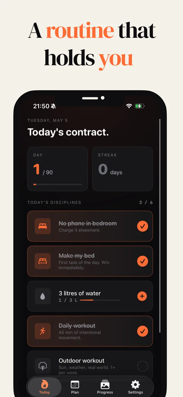 Screenshot from the Ninety App Store listing